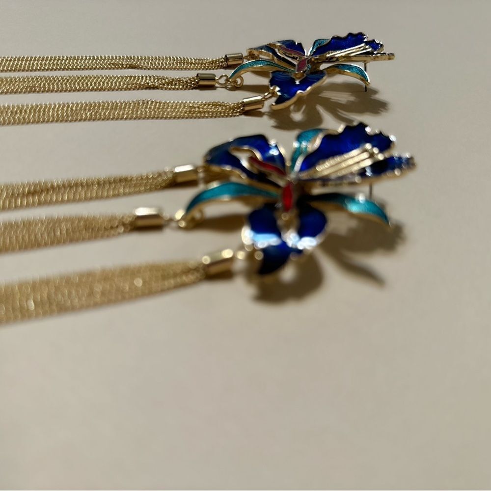 Flower drop earrings N602 - Picture 4 of 5